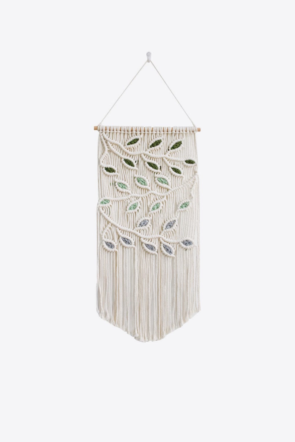 Light Green / One Size Contrast Leaf Fringe Macrame Wall Hanging