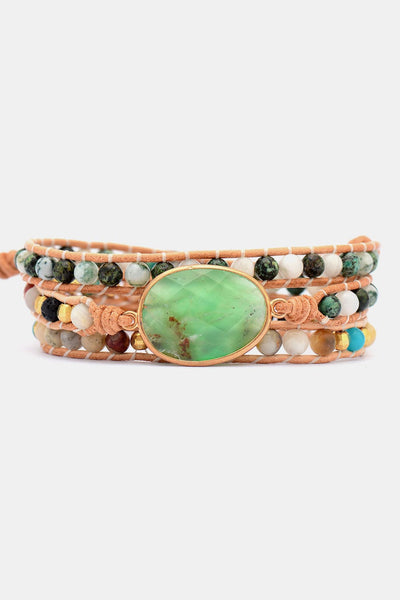 Light Green / One Size Natural Stone & Agate Layered Bracelet