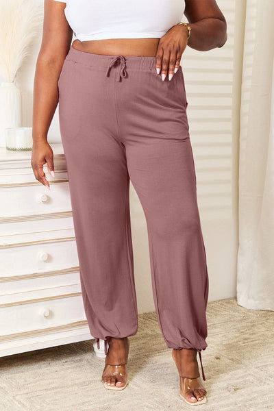 Light Mauve / S Basic Bae Full Size Soft Rayon Drawstring Waist Pants with Pockets