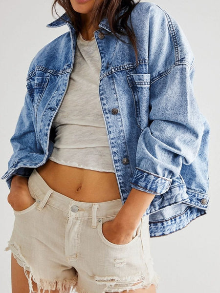 Light / S Pocketed Button Up Denim Jacket