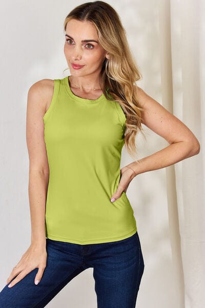 Lime / S Basic Bae Full Size Round Neck Slim Tank