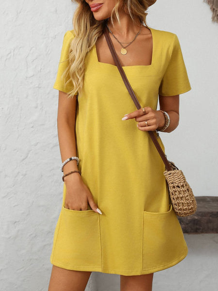 Mandy Square Neck Short Sleeve Mini Dress