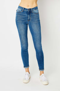 Medium / 0(24) Judy Blue Full Size Cuffed Hem Skinny Jeans