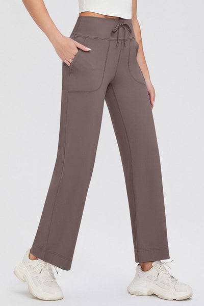 Mocha / S Basic Bae Full Size Drawstring High Waist Pants with Pockets