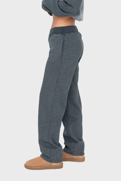 Mono B Elastic Waist Fleece Pants with Pockets