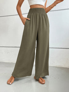 Moss / S Perfee Wide Leg Pants with Pockets