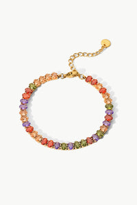 Multi / One Size 18K Gold Plated Multicolored Zircon Bracelet