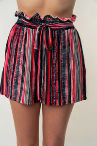 Multi / S White Birch Full Size High Waisted Striped Shorts