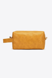 Mustard / One Size PU Leather Makeup Bag