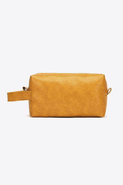 Mustard / One Size PU Leather Makeup Bag