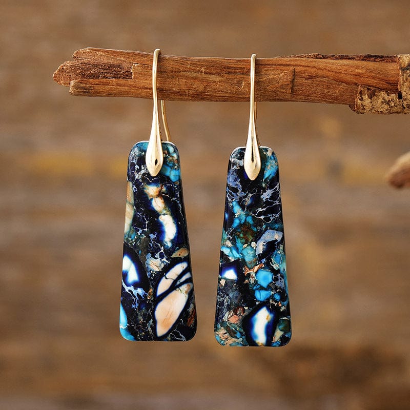 Navy/Gold / One Size Copper Natural Stone Earrings