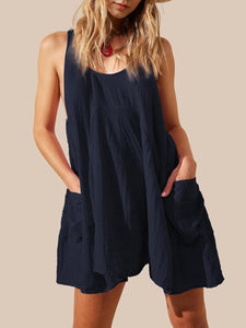 Navy / S Devine Tied Scoop Neck Wide Strap Mini Dress