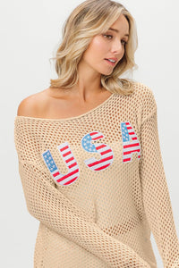 Oatmeal / S BiBi USA Embroidered Knit Cover Up