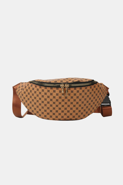 Ochre / One Size Printed PU Leather Sling Bag