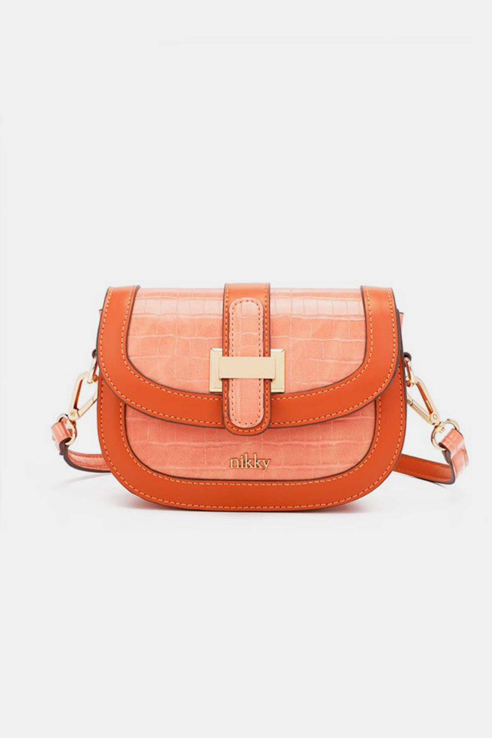 Orange / One Size Nicole Lee USA Croc Embossed Crossbody Bag