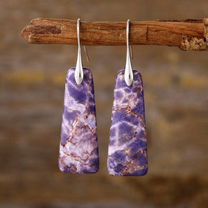 Purple/Silver / One Size Copper Natural Stone Earrings