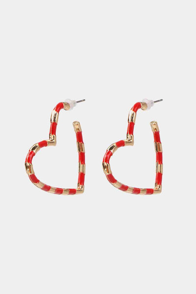 Red / One Size Heart Shape Dangle Earrings