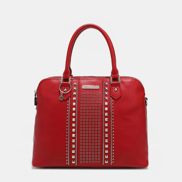 Red / One Size Nicole Lee USA Studded Decor Handbag