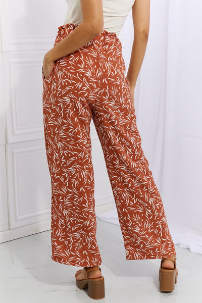 Right Angle Geometric Printed Pants in Red Orange