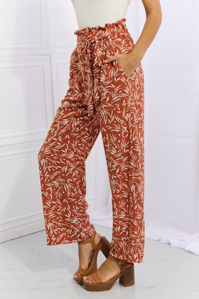 Right Angle Geometric Printed Pants in Red Orange