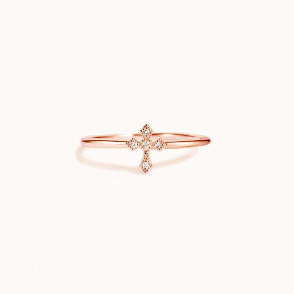 Rose Gold / 6 925 Sterling Silver Cross Ring