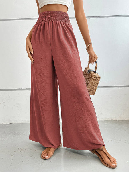 Rust / S Perfee Wide Leg Pants with Pockets