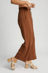 Rust / S Umgee Full Size Drawstring Wide Leg Pants with Pockets