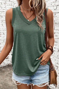 Sage / S V-Neck Wide Strap Tank