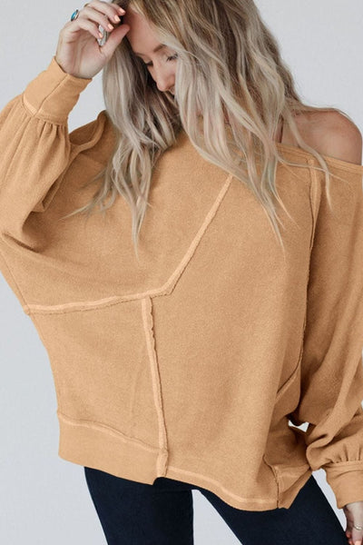 Sherbet / S Exposed Seam Single Shoulder Long Sleeve Top