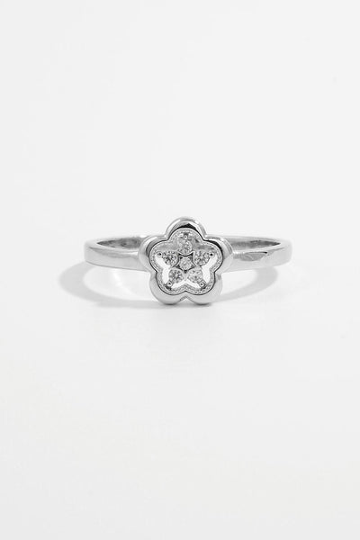 Silver / 6 925 Sterling Silver Zircon Flower Ring