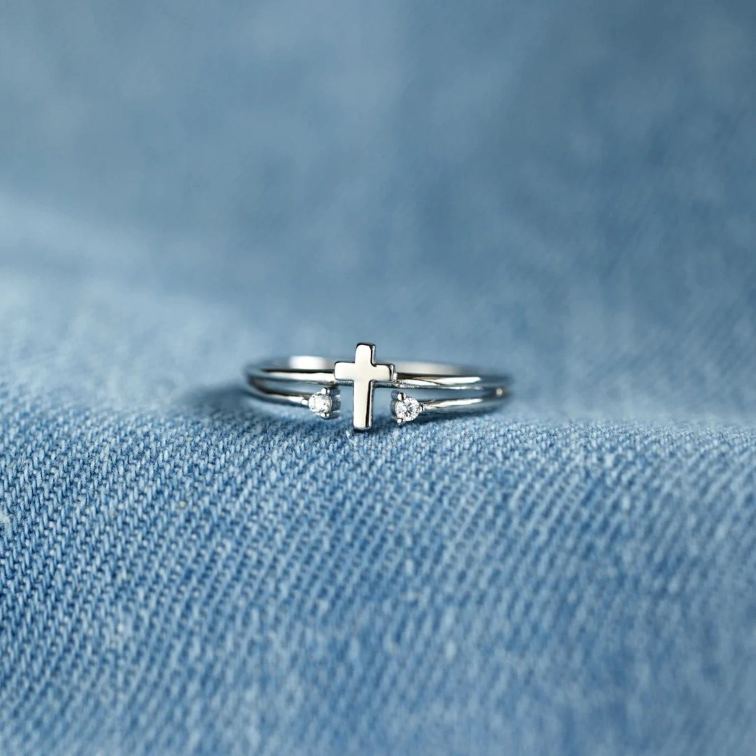 Silver / One Size 925 Sterling Silver Cross Ring