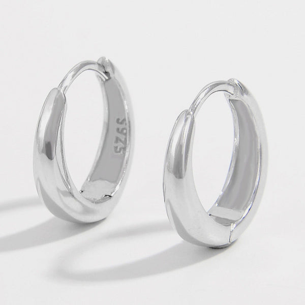 Silver / One Size 925 Sterling Silver Huggie Earrings