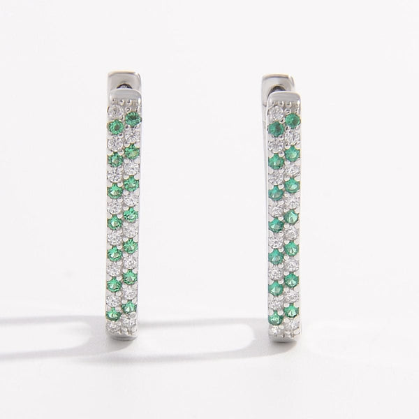 Silver / One Size 925 Sterling Silver Inlaid Zircon Earrings