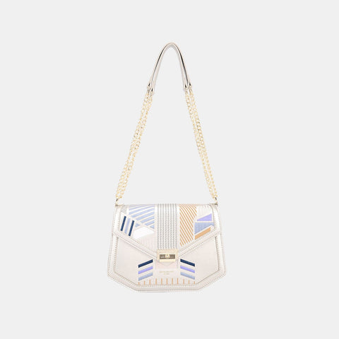 Silver / One Size David Jones Geometric Print Crossbody Bag