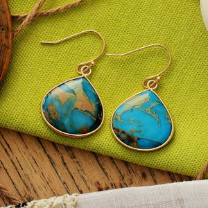 Sky Blue / One Size 18K Gold-Plated Natural Stone Earrings