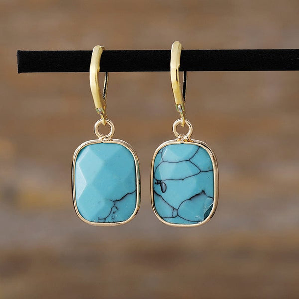 Sky Blue / One Size Copper Natural Stone Dangle Earrings