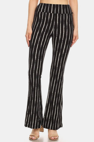 Stripe / S Leggings Depot Striped High Waist Flare Pants