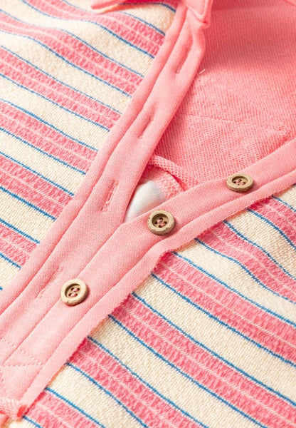 Striped Johnny Collar Long Sleeve Sweatshirt