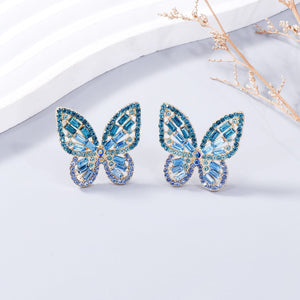 Style A / One Size Alloy Inlaid Rhinestone Butterfly Earrings