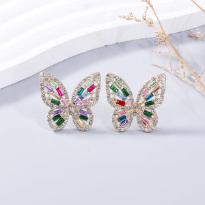 Style D / One Size Alloy Inlaid Rhinestone Butterfly Earrings