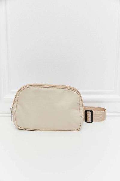 Tan / One Size Buckle Zip Closure Fanny Pack