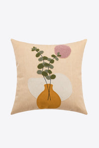Tan / One Size Embroidered Square Decorative Throw Pillow Case
