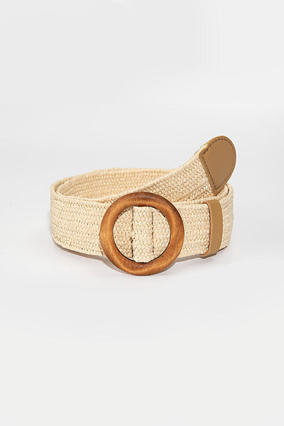 Tan / One Size Polypropylene Woven Round Buckle Belt