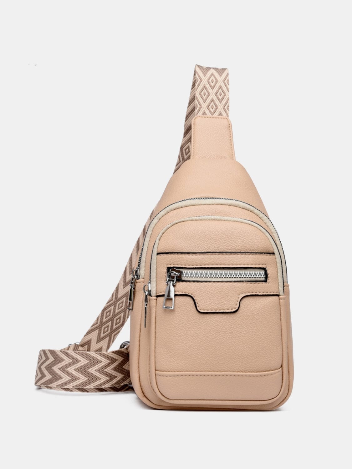 Tan / One Size PU Leather Adjustable Strap Sling Bag