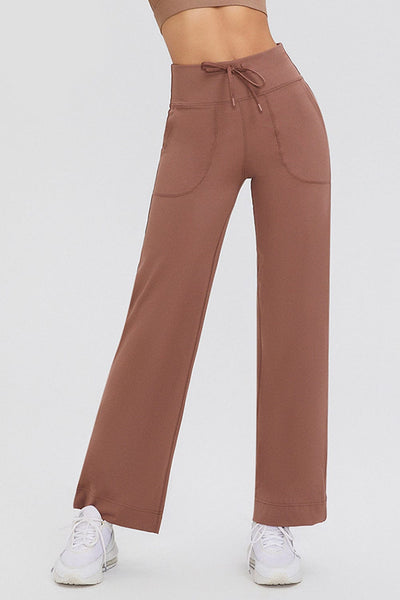 Taupe / S Basic Bae Full Size Drawstring High Waist Pants with Pockets