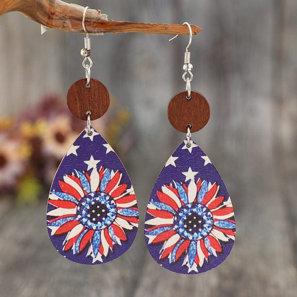 Violet / One Size Printed PU Leather Dangle Earrings