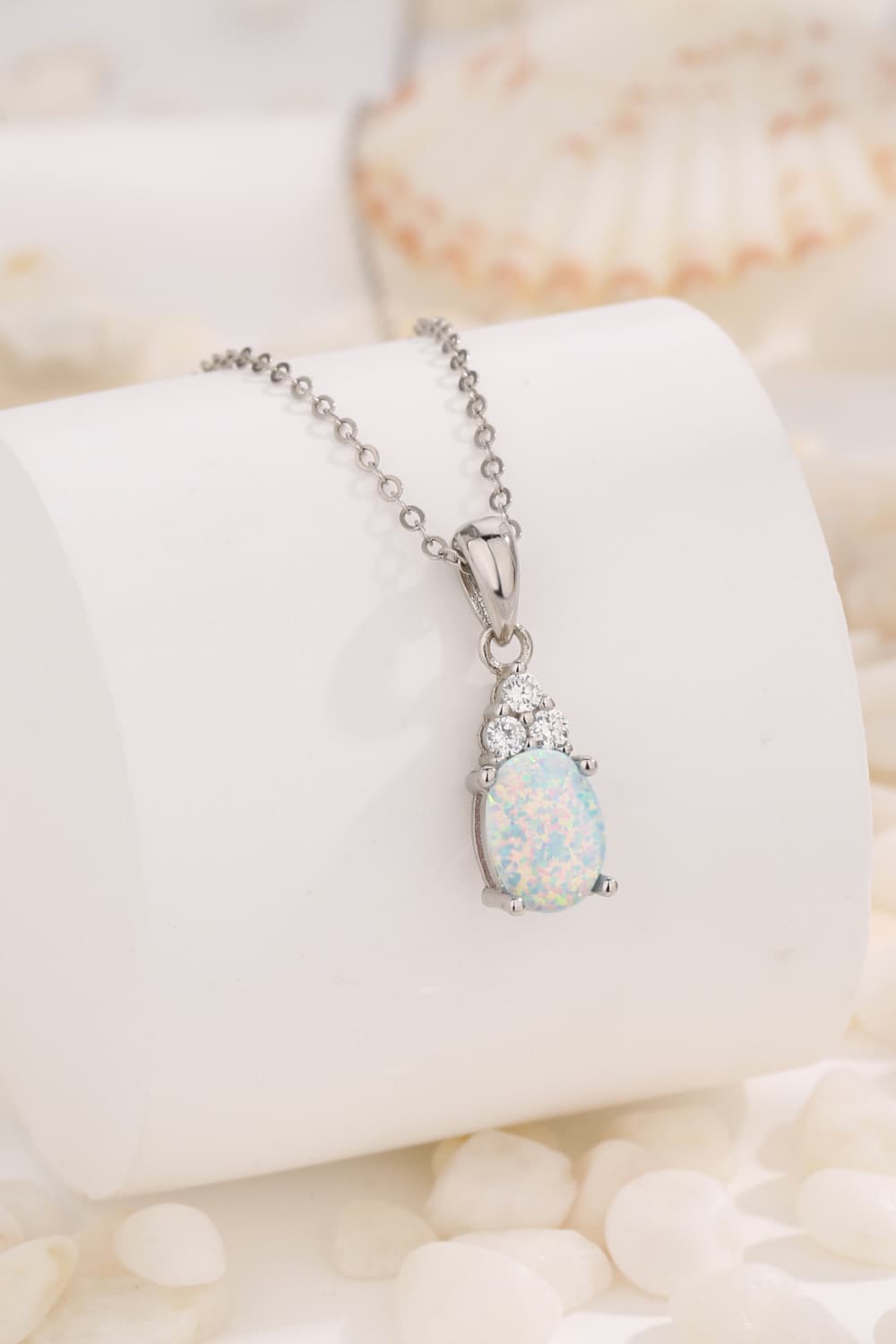 White / One Size Find Your Center Opal Pendant Necklace