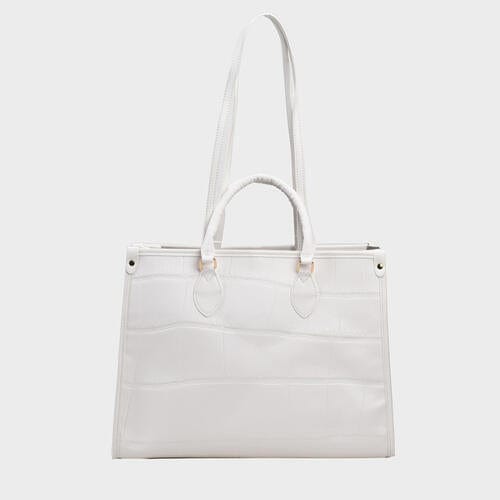 White / One Size PU Leather Tote Bag