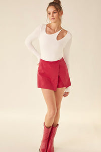 White / XS Idem Ditto Front Cut Out Long Sleeve Knit Top