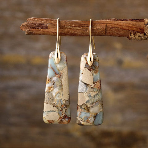 Yellow/Gold / One Size Copper Natural Stone Earrings